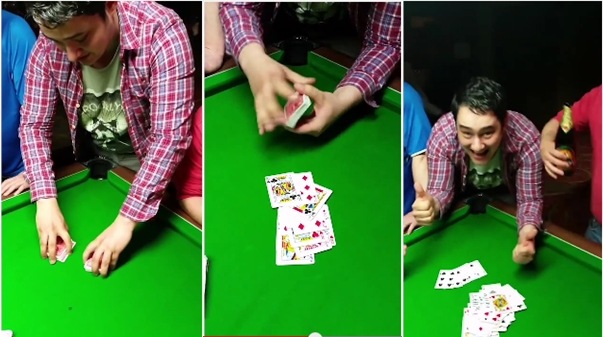 Mind-Blowing Card Trick Performed On a Pool Table